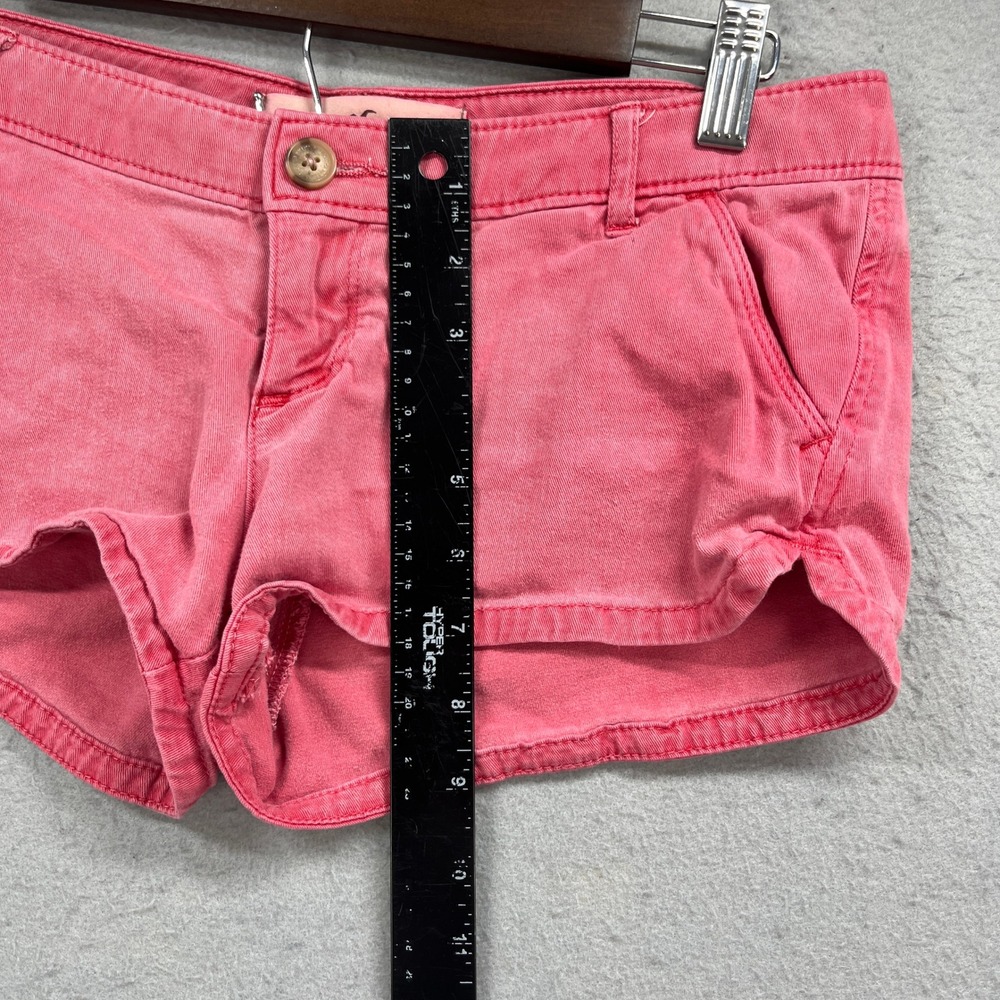 Hollister Chino Shorts Women 3 26 Pink Salmon Low Rise Stretch Casual Preppy Y2K - Picture 4 of 8